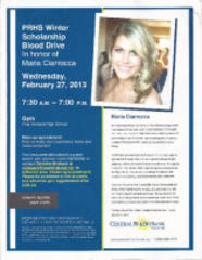 blood drive to honor prhs junior and cancer patient maria ciarrocca